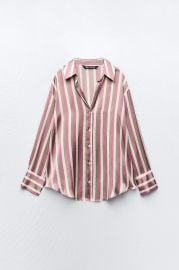 Zara Basic Satin Shirt in stripe at Zara